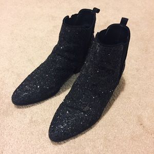 Zara Black Sparkly Glittery Ankle Boots
